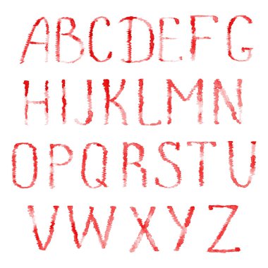 Latin alfabesinin kırmızı harflerle