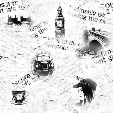 Siyah ve beyaz Londra grunge arka plan