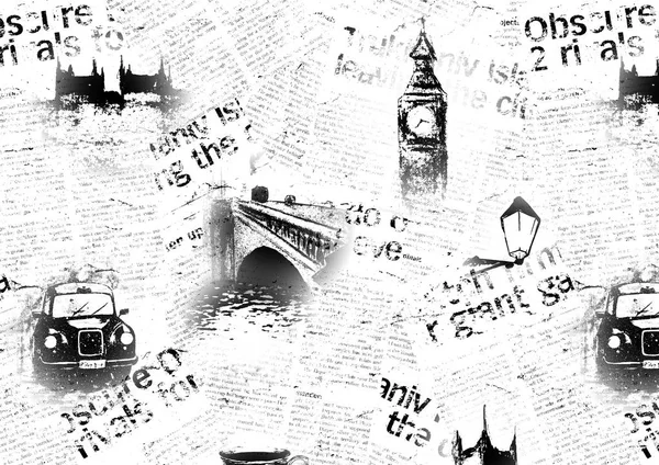 Preto e branco Londres grunge fundo — Fotografia de Stock