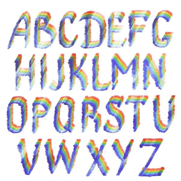 Litery alfabetu angielskiego Rainbow — Wektor stockowy