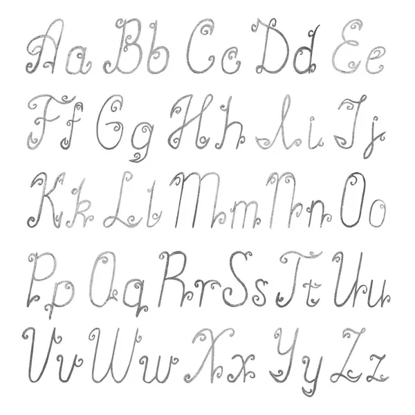 Alfabeto latino cepillado en plata — Archivo Imágenes Vectoriales