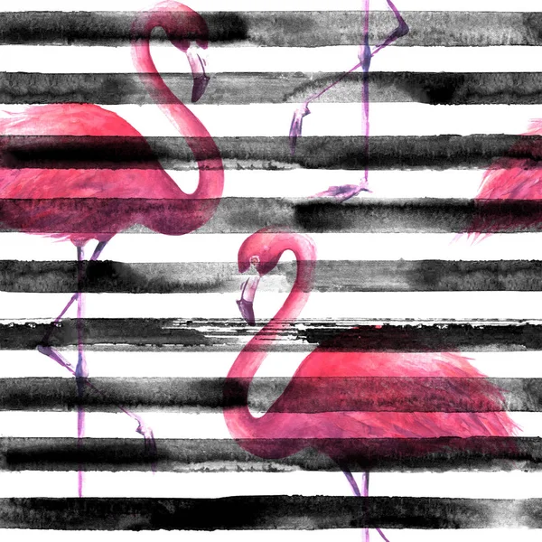 ピンクフラミンゴのシームレス パターン — ストック写真