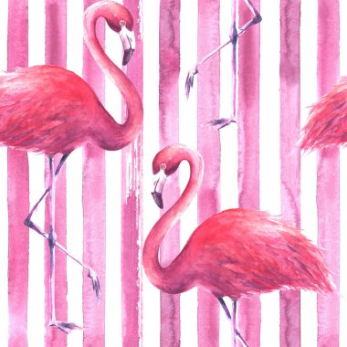 Sorunsuz pembe flamingolar desen