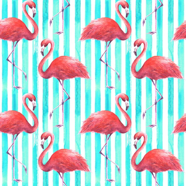 Seamless pink flamingos pattern