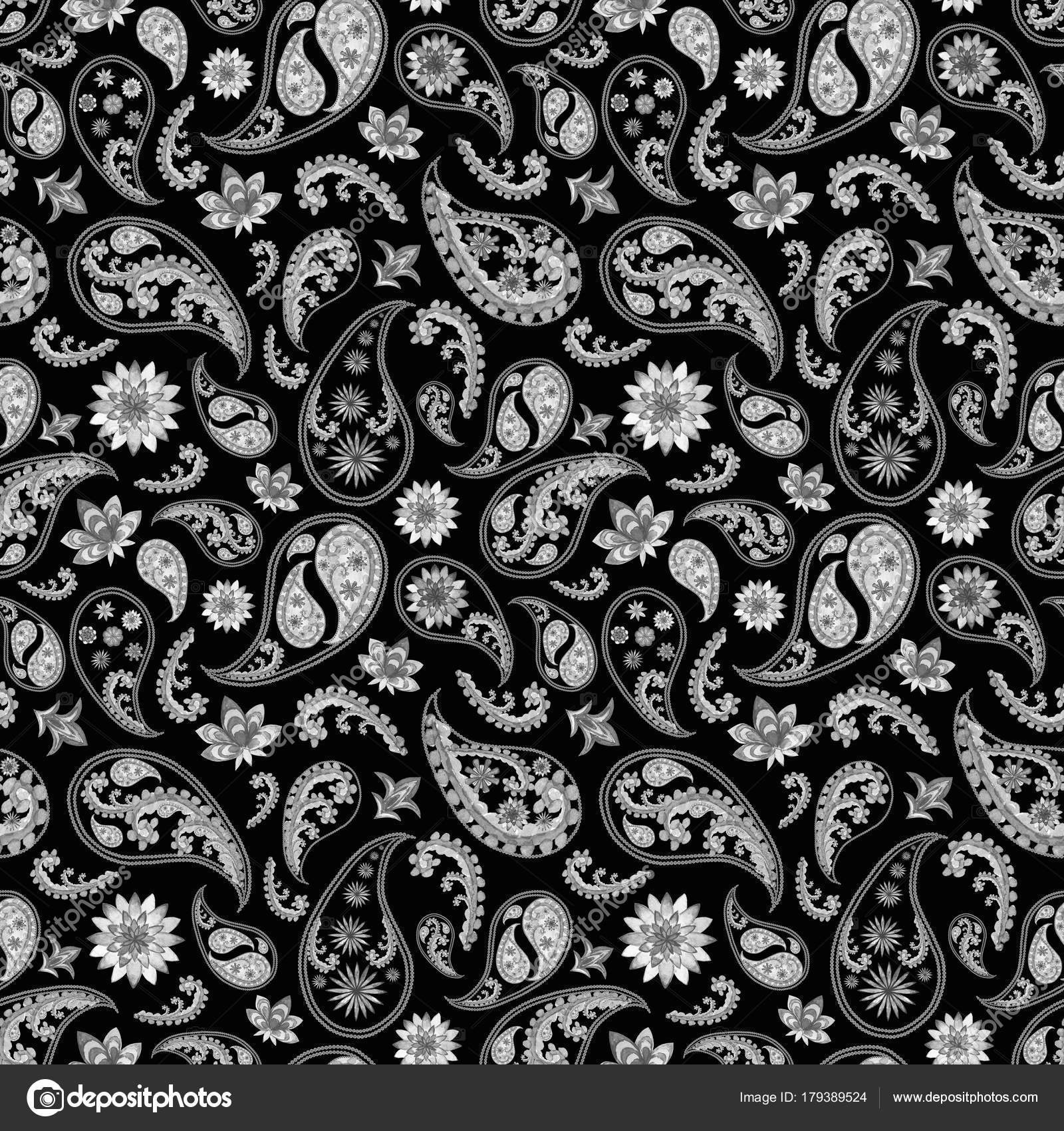 Wallpaper Black And White Paisley Background