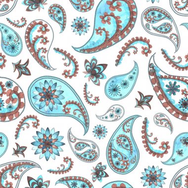 Paisley oryantal çiçek seamless modeli