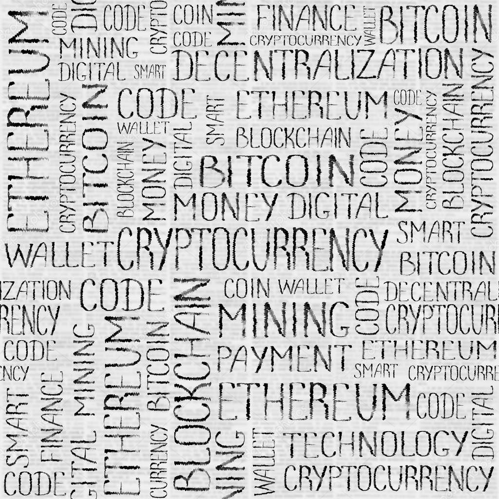 Cryptocurrency concept tag words pattern