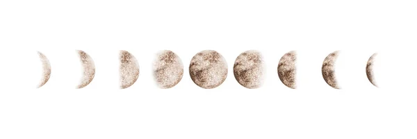 Księżyc fazy zestaw akwarela na białym tle — Zdjęcie stockowe
