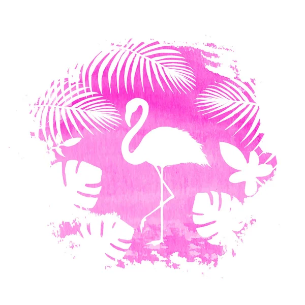 Σιλουέτα του φλαμίνγκο ροζ ακουαρέλα επιτόπου — Φωτογραφία Αρχείου
