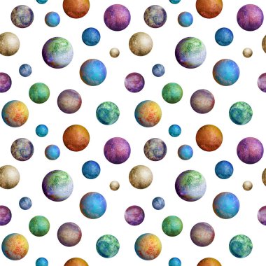 Renkli suluboya gezegenler seamless modeli