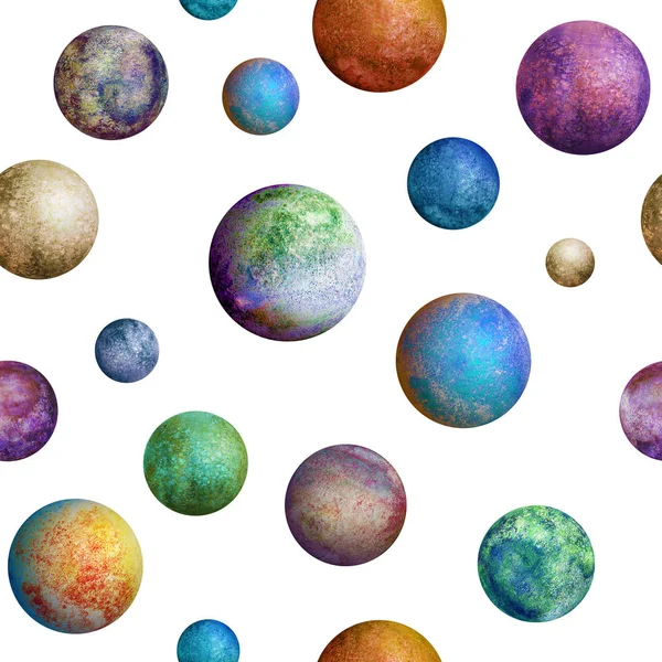 カラフルな水彩惑星シームレス パターン — ストック写真