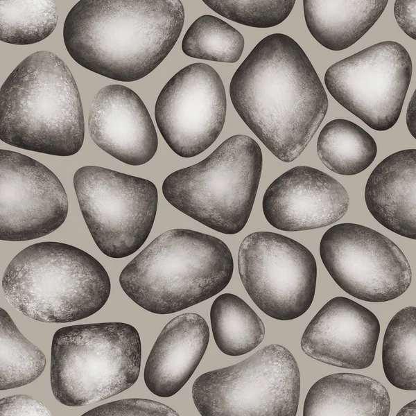 Modello senza soluzione di continuità di acquerello pietre grigie beige — Foto Stock