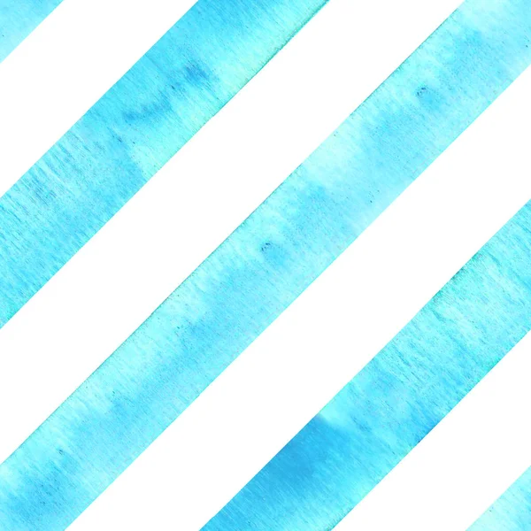 Υδατογραφία teal μπλε τυρκουάζ διαγώνιες ρίγες σε λευκό φόντο. Ριγέ μοτίβο χωρίς ραφή — Φωτογραφία Αρχείου