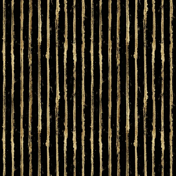 Goud glanzende glanzende streep grunge naadloos patroon. Gouden strepen op zwarte achtergrond. — Stockfoto