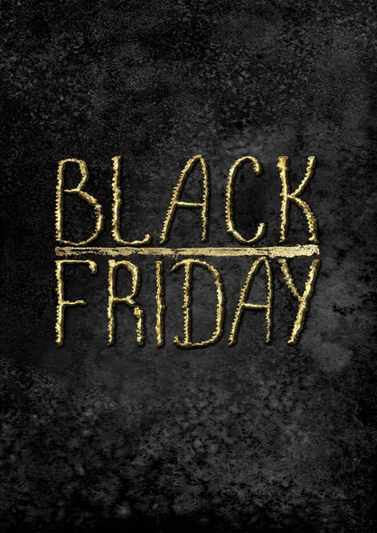 Black Friday sale glitter background. Gold shiny glittering hand drawn lettering on black watercolor texture — Stock Photo, Image