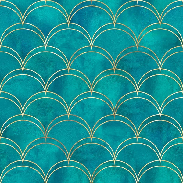 Mermaid fish scale wave japanese seamless pattern — Stock Photo, Image