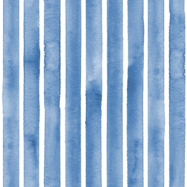 Listras aquarela azul marinho no fundo branco. Padrão sem costura listrado azul e branco — Fotografia de Stock