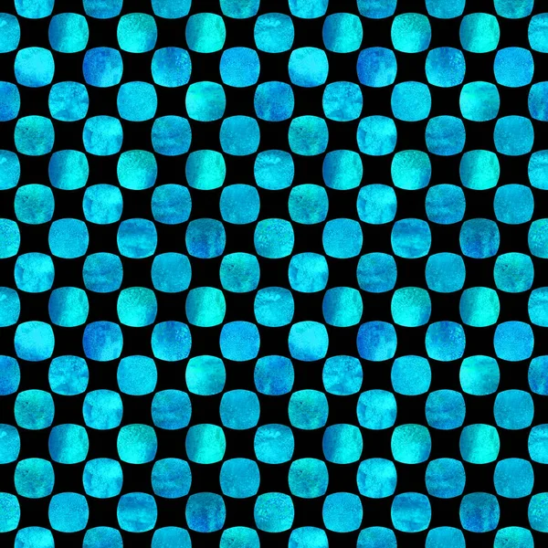 Płynny geometryczny wzór z akwarelą grunge abstrakcyjny turkusowe kształty na czarnym tle — Zdjęcie stockowe