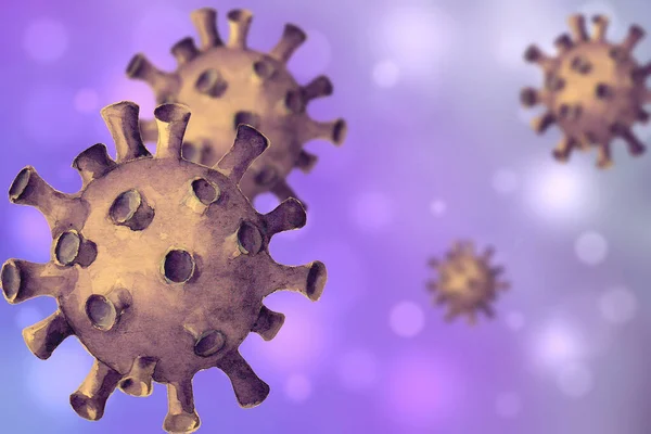 Latar Belakang Virus Ungu Hand Menggambar Imitasi Sel Coronavirus 2019 — Stok Foto