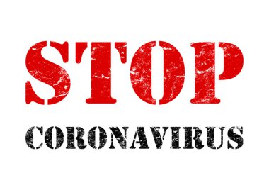 Kırmızı ve siyah işaret Coronavirus 'u durdurun. Beyaz arka planda izole edildi. Wuhan, Çin 'den tehlikeli bir solunum yolu virüsü. Pankart için şablon, poster. Pandemik koruma kavramı.