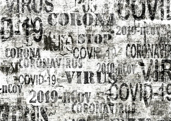 Coronavirus Covid Notícias Grunge Fundo Horizontal Preto Branco Dangerous Respiratory — Fotografia de Stock