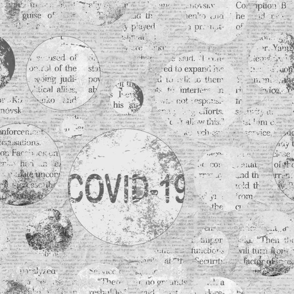 コロナウイルスCovid 19ニュースは 古い新聞の背景をかすめた 黒焦げ新聞コロナウイルスの質感 グレーのコラージュテクスチャページの正方形の背景 — ストック写真
