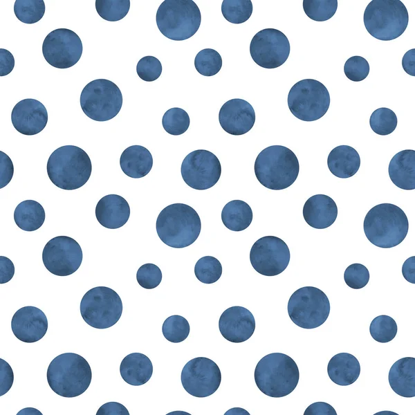 Polka Dot Azul Marinho Indigo Aquarela Sem Costura Padrão Fundo — Fotografia de Stock