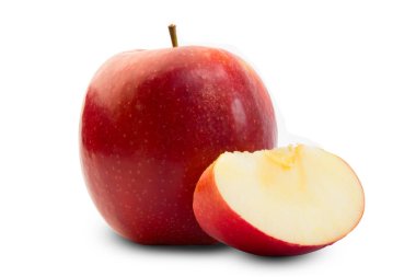  Kırmızı elma dilim izole beyaz arka plan üzerinde