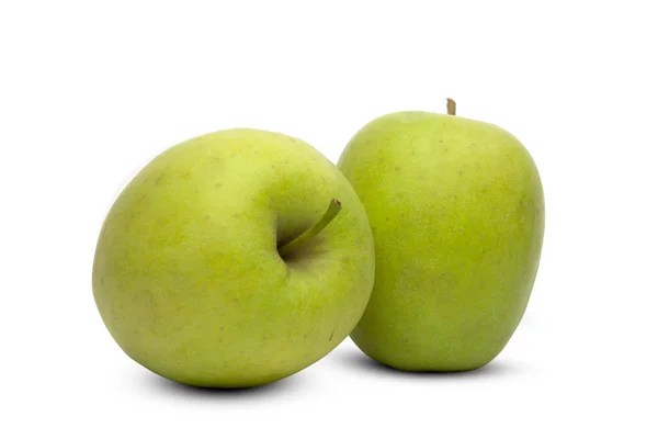  İki güzel yeşil elma izole beyaz arka plan üzerinde