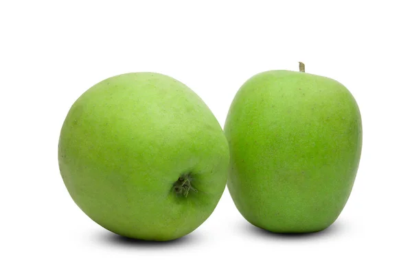  İki güzel yeşil elma izole beyaz arka plan üzerinde