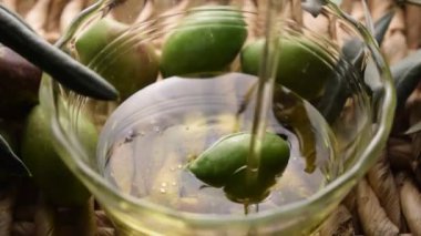 Zeytin dalı ile taze yeşil zeytin