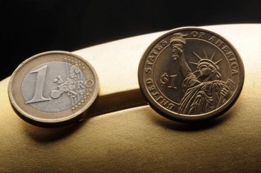 Domuz kumbarasına Euro ve Amerikan Doları