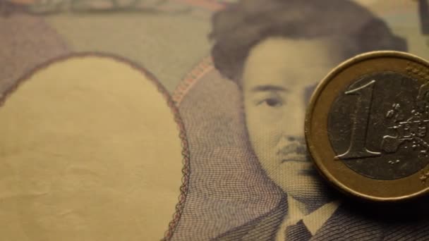 Japonská Bankovka Jedním Eurem — Stock video
