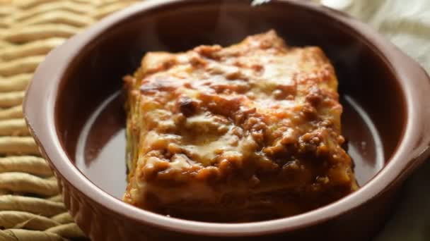 Lasagne Calde Con Ragù Carne — Video Stock