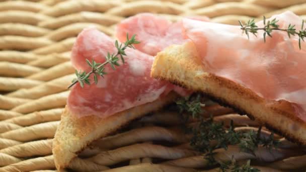 Salumi Misti Sul Pane — Video Stock