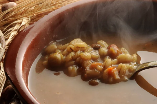 Hot Barley Vegetable Soup — Stock Photo, Image