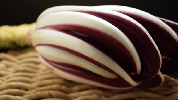 Świeże Czerwone Treviso Radicchio Surowe — Wideo stockowe