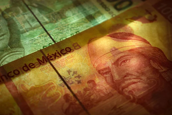 Primer Plano Moneda Mexicana Transparencia — Foto de Stock