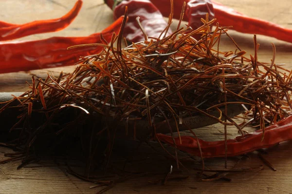 Close Spicy Chili Threads — Stock Photo, Image