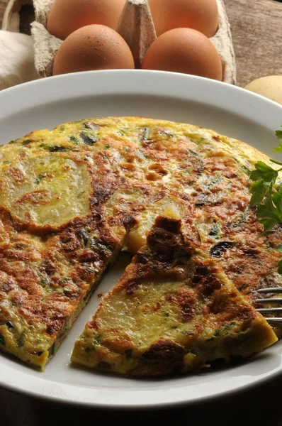 Frittata Con Patatas Calabacín — Foto de Stock