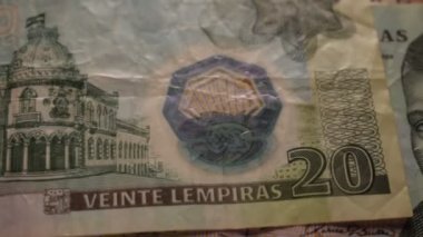 Close up on Honduran banknotes