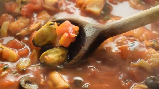 Molho Frutos Mar Com Tomate Para Massas — Vídeo de Stock