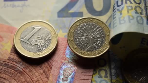 銀行券のフランスユーロ硬貨 — ストック動画