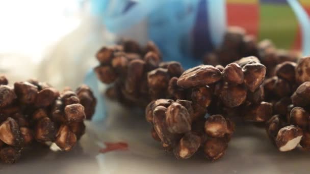 Chocolate Puffed Rice Carnival Confetti — Stock Video