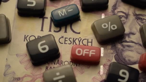 Keys Electronic Calculator Currency Czech Republic — Stock Video