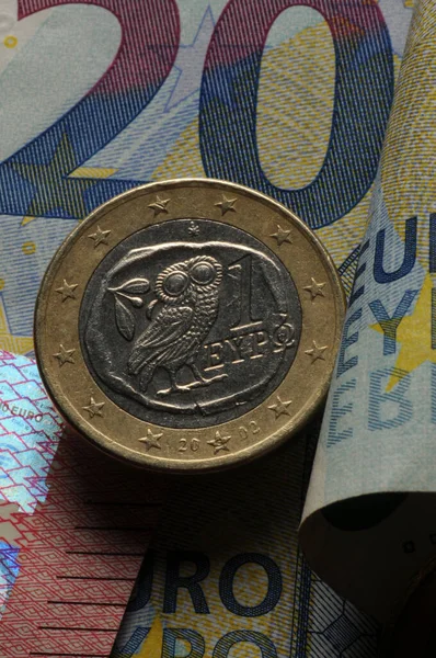 Euro Griego Con Búho — Foto de Stock