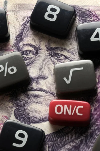 Klucze Kalkulatora Elektronicznego Waluty Republiki Czeskiej — Zdjęcie stockowe