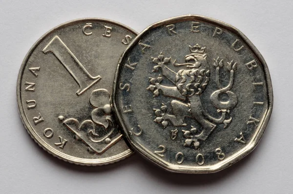 Κοντινό Πλάνο Στο Νόμισμα Της Τσεχικής Δημοκρατίας — Φωτογραφία Αρχείου