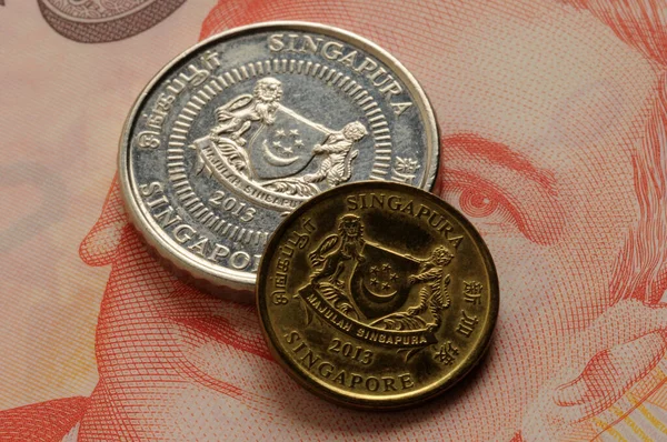 Primer Plano Moneda Singapur — Foto de Stock