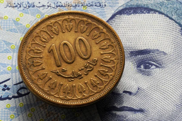 Primer Plano Moneda Tunecina — Foto de Stock